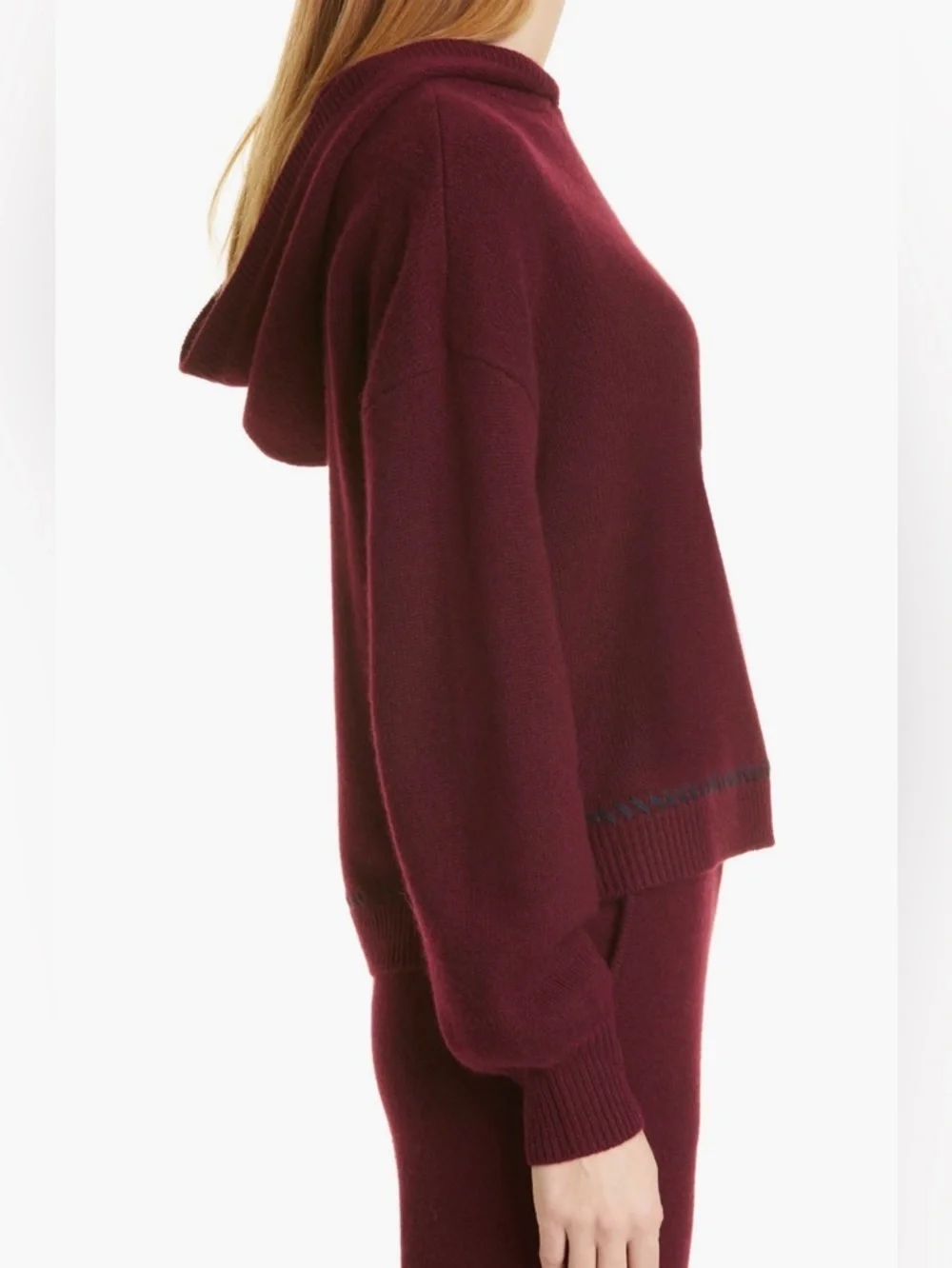 PAIGE Cashmere Hooded Sweater in Cherry Wine size Small